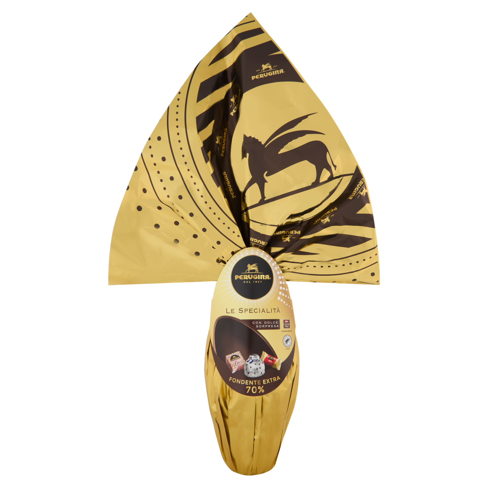PERUGINA Uovo di Pasqua Cioccolato Fondente 70% con 3 Cioccolatini 245g