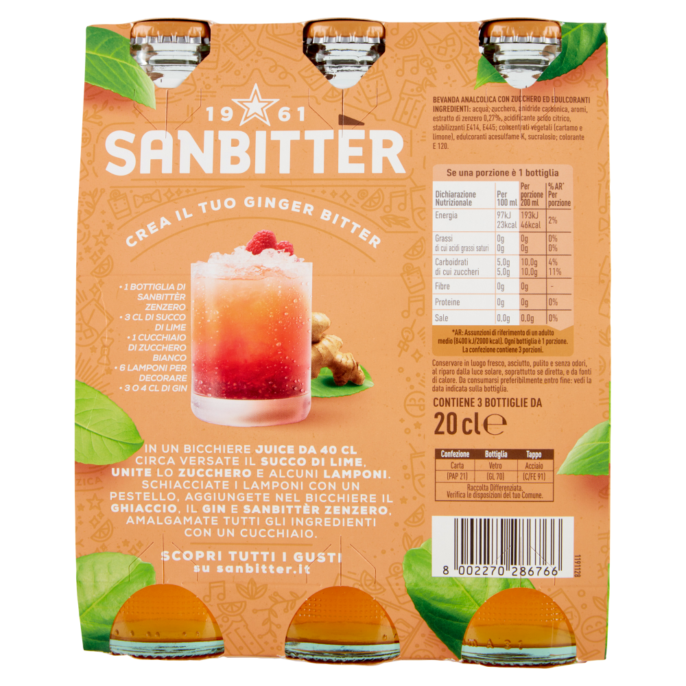 SANBITT&Egrave;R Zenzero 3x20cl