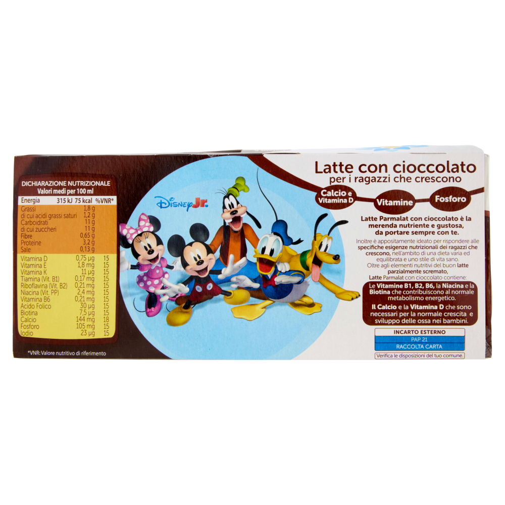 parmalat Latte con cioccolato per i ragazzi che crescono Disney Jr. 3 x 200 ml