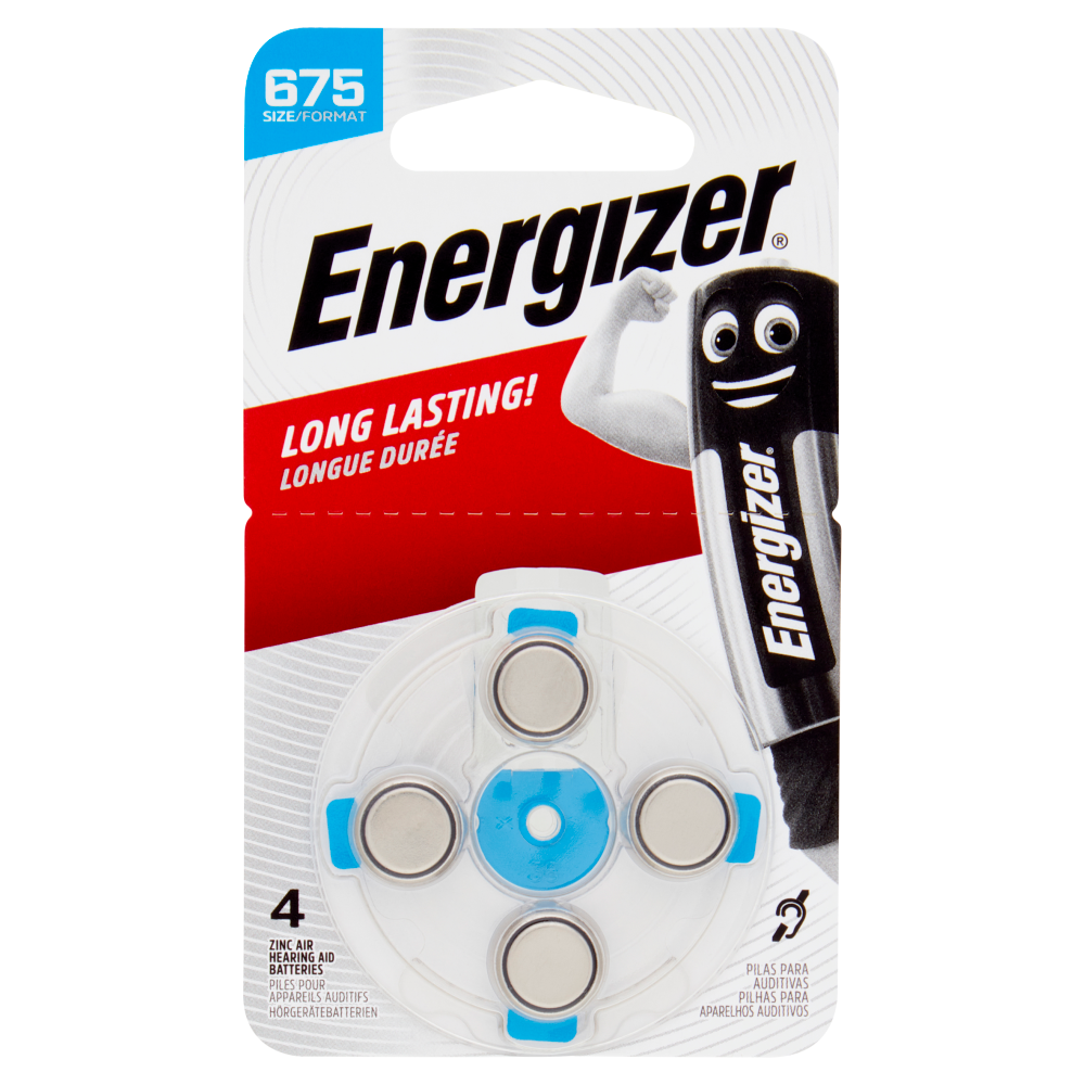 Energizer PR44 Size 675 Zinc Air Hearing Aid Batteries 4 pz
