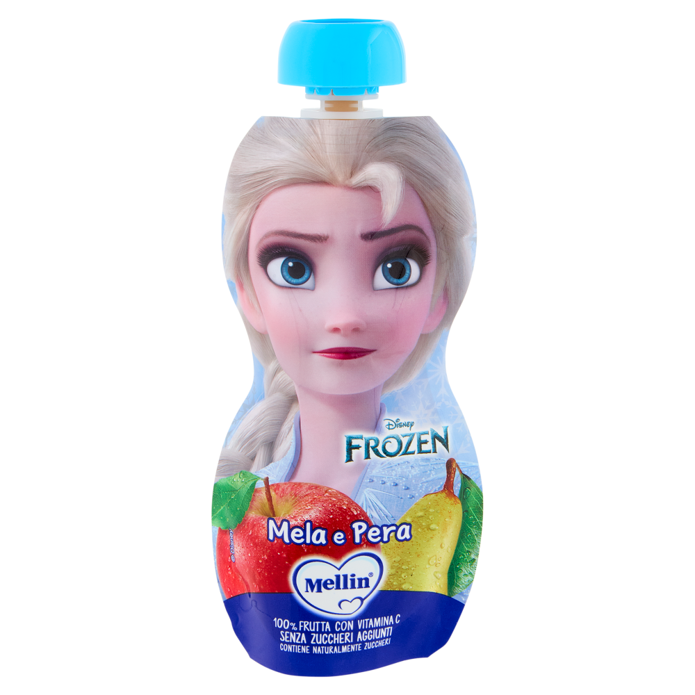 MELLIN Disney Frozen Elsa Merenda di Frutta 100% con VitC, Mela e Pera, dal 9° mese, 110g