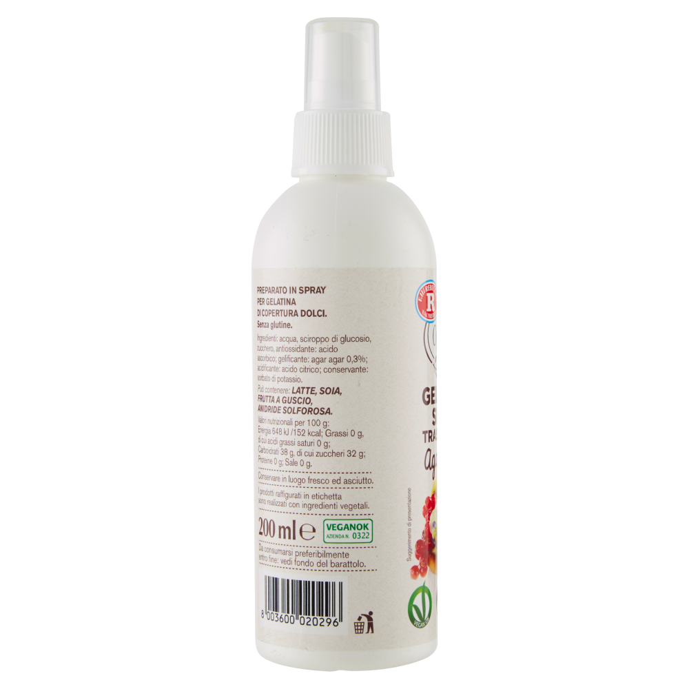 F.lli Rebecchi Valtrebbia torta Natura Gelatina Spray Trasparente con Agar Agar 200 ml