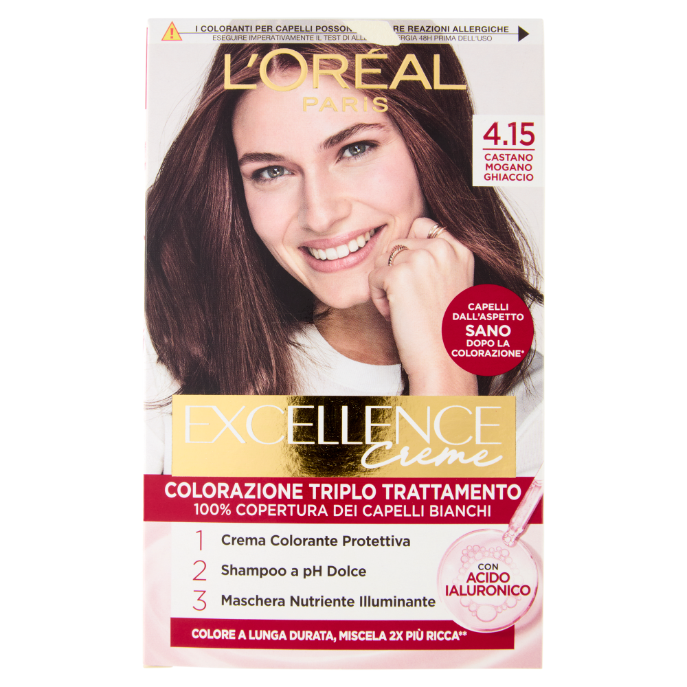 L'Oréal Paris Excellence Creme Colorazione Triplo Trattamento, Castano Mogano Ghiaccio 4.15