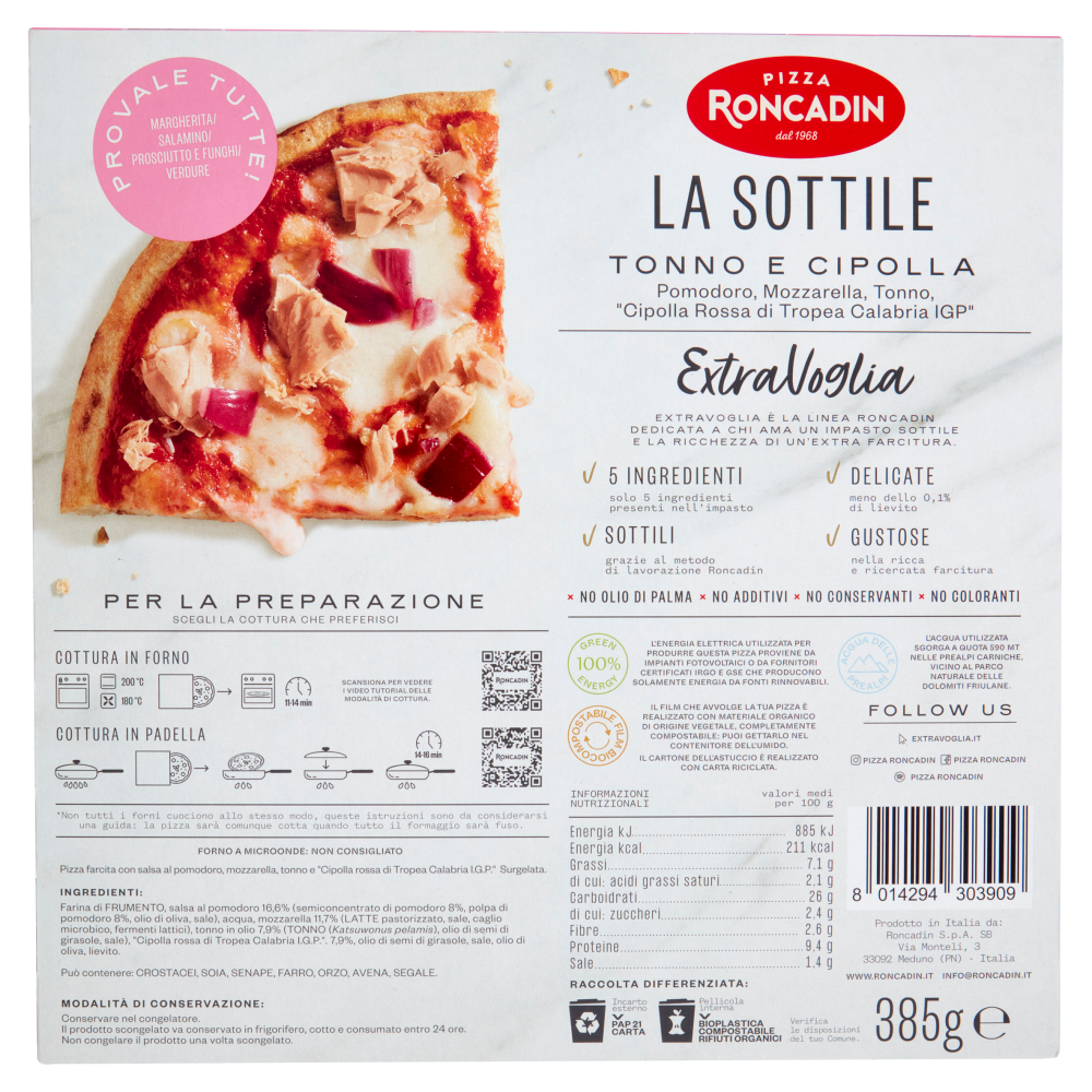 Roncadin Extra Voglia la Sottile Tonno e Cipolla 385 g