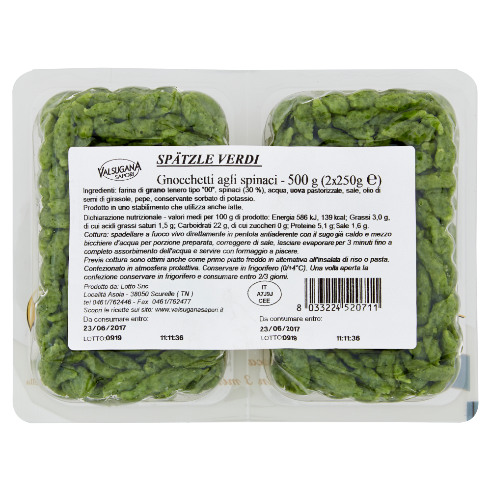 Valsugana Sapori Sp&auml;tzle Verdi 2 x 250 g