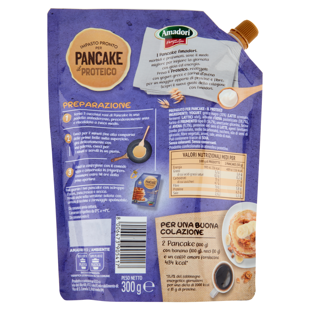 Amadori Impasto Pronto per Pancake il Proteico 300 g