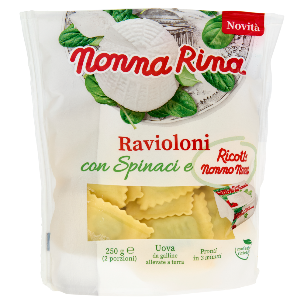 Nonna Rina Ravioloni con Spinaci e Ricotta Nonno Nanni 250 g