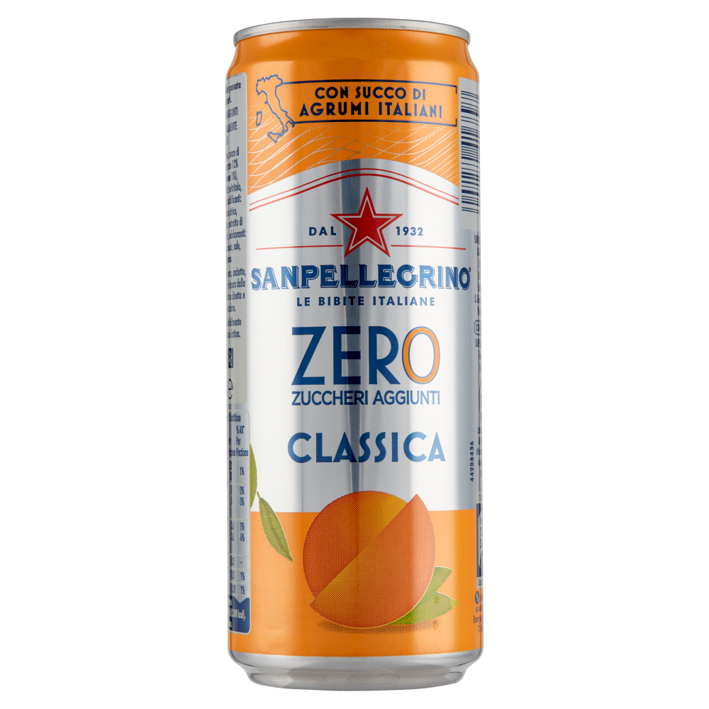 SANPELLEGRINO Classica Zero Zuccheri Aggiunti, Lattina 33 cl