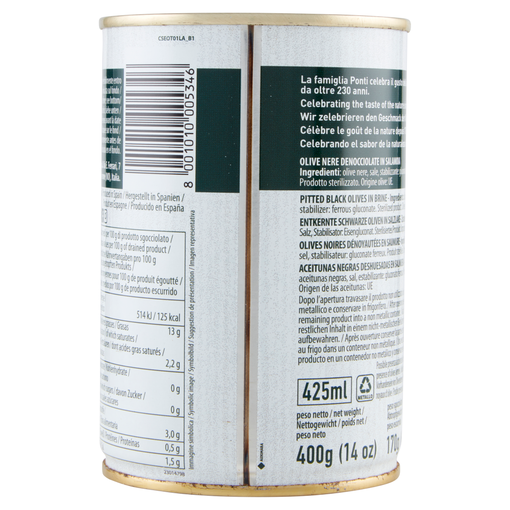 Ponti Olive Nere Snocciolate 400 g