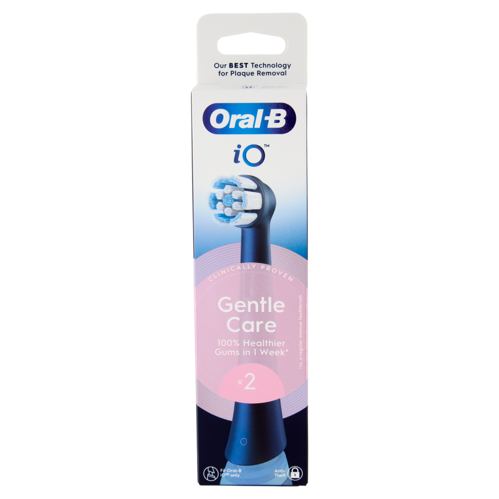 Oral-B iO Testine Ricambio Gentle Care Blu Spazzolino Elettrico Denti Ricaricabile, 2 Refills
