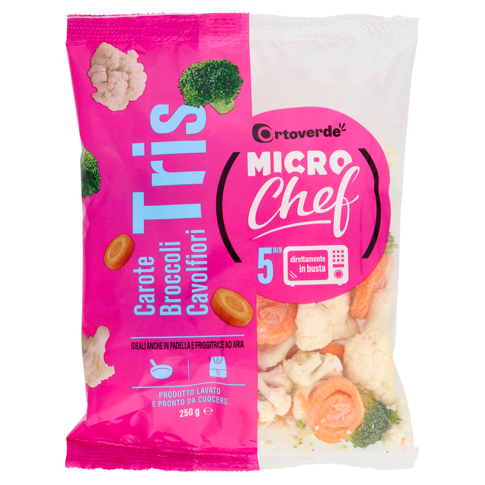 Ortoverde Micro Chef Tris Carote, Broccoli, Cavolfiori 250 g