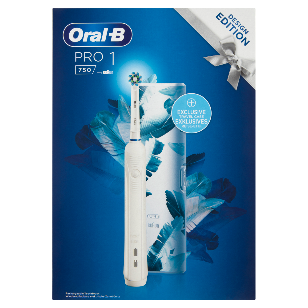 Oral-B Power Spazzolino Elettrico Ricaricabile Pro 1 750 White Design Edition + Custodia Viaggio