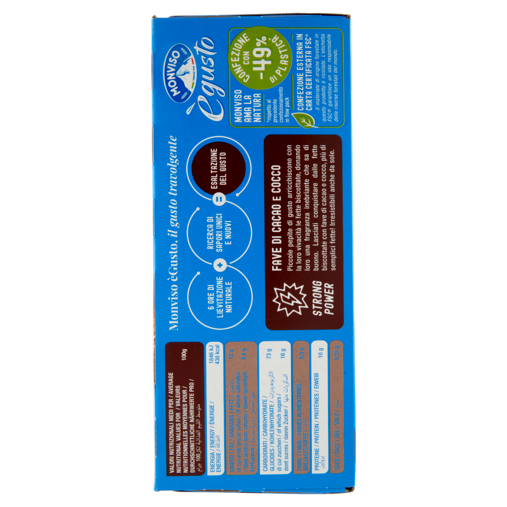 Monviso ègusto Fave di cacao e cocco Fette biscottate 300g
