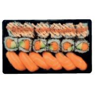 Haisen Box: 6 Nigiri Salmone, 6 California Salmone e Avocado, 6 California Surimi Piccante