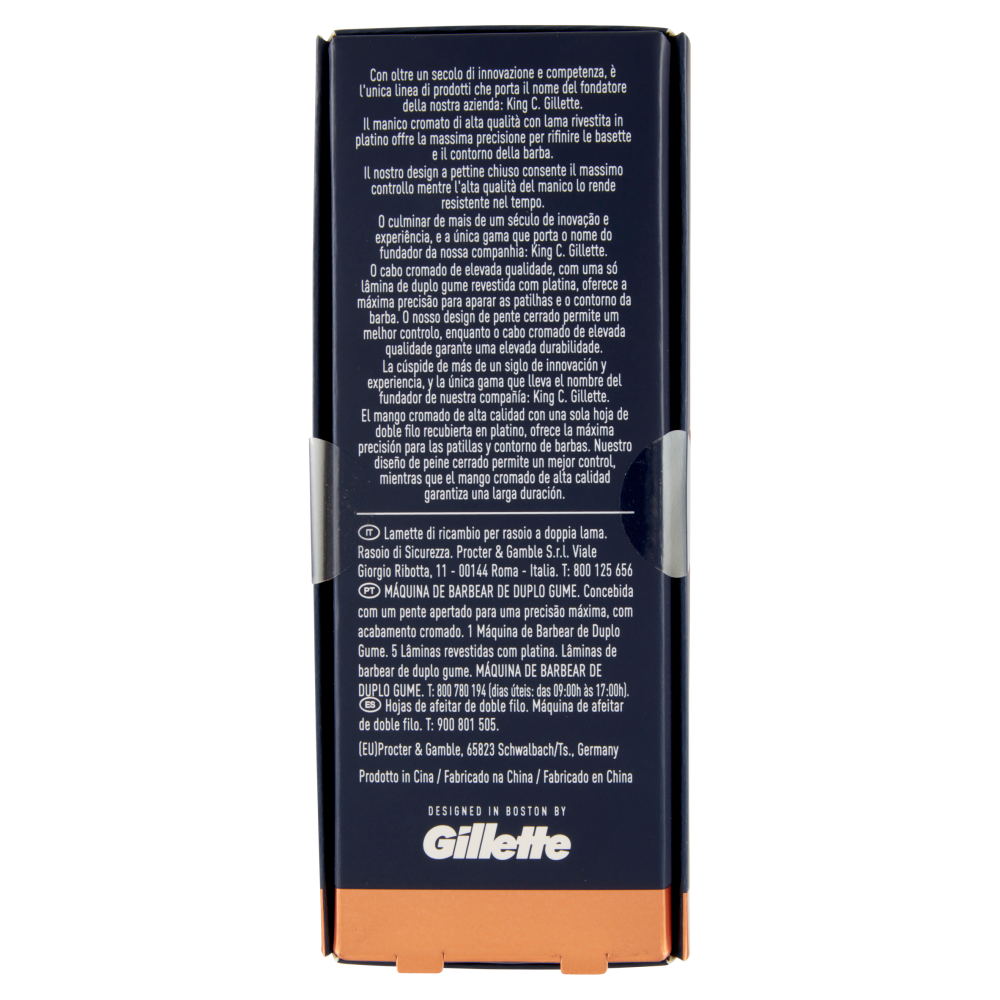 King C. Gillette Rasoio di Sicurezza Uomo Manico + Lame di Ricambio per Rasoio da Uomo 5 Ricariche