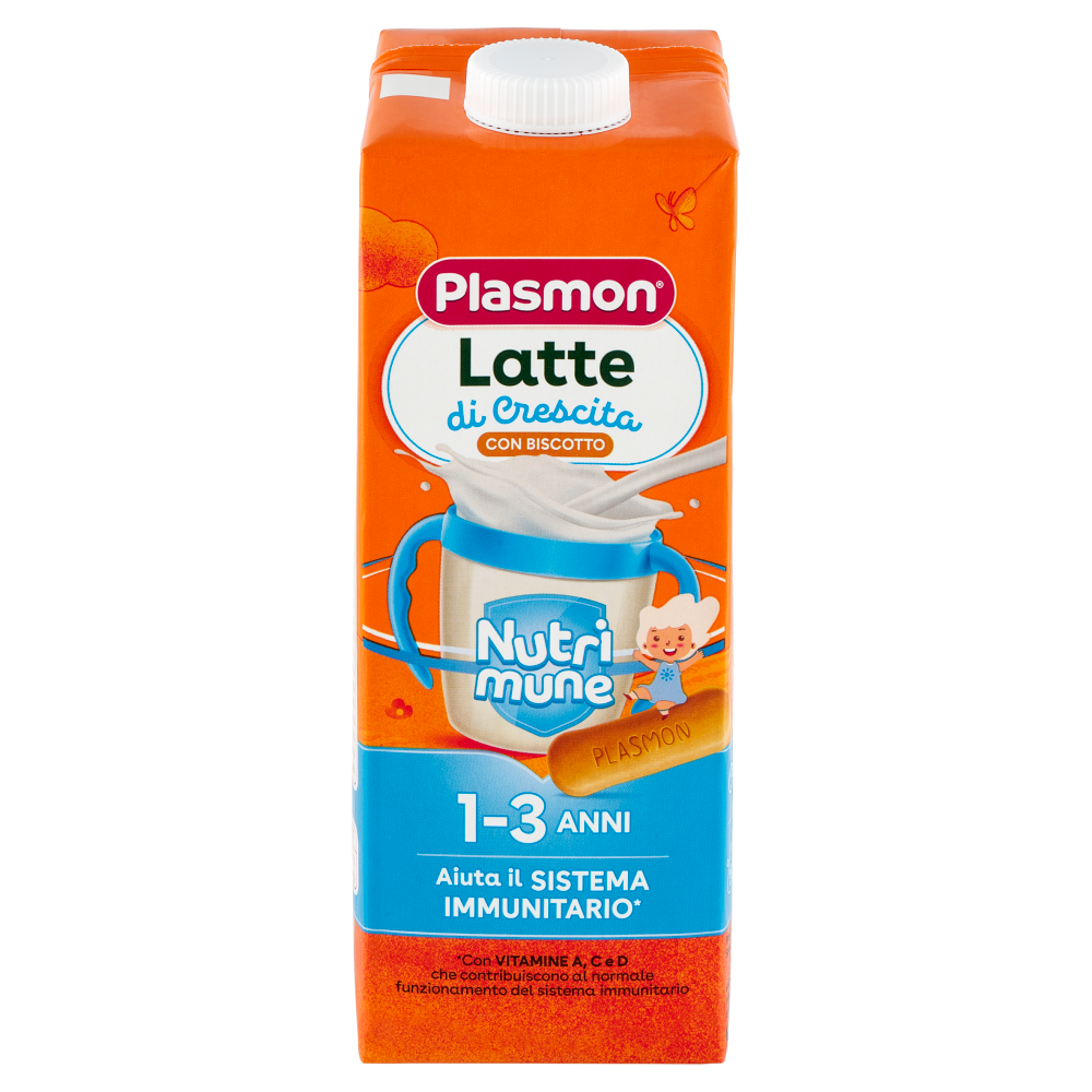 Plasmon Latte di Crescita con Biscotto Nutri mune 1-3 Anni 1 L