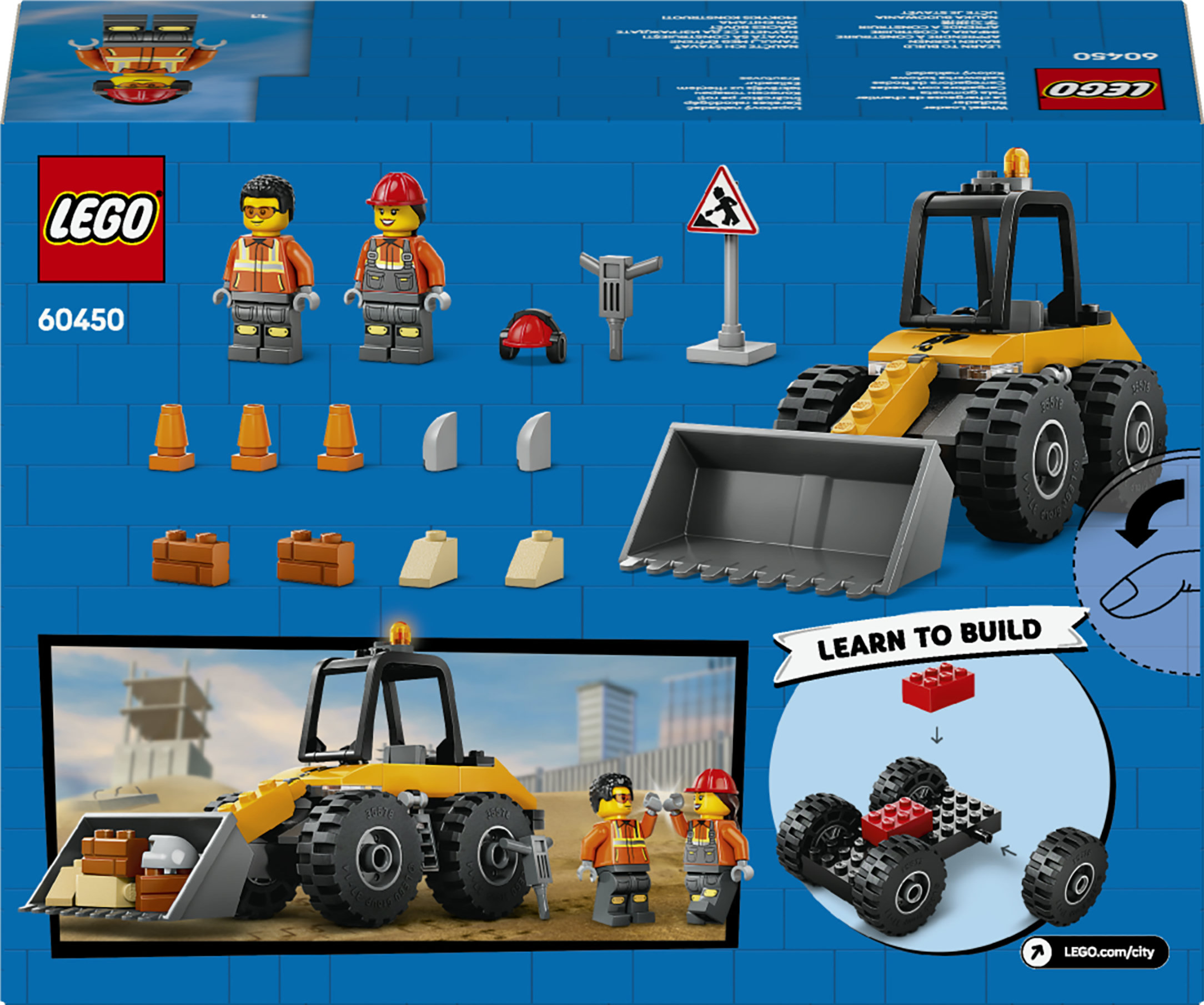 LEGO City 60450 Pala Gommata Gialla, Escavatore Giocattolo da Costruire, Veicolo da Cantiere, Giochi Educativi per Bambini 4+
