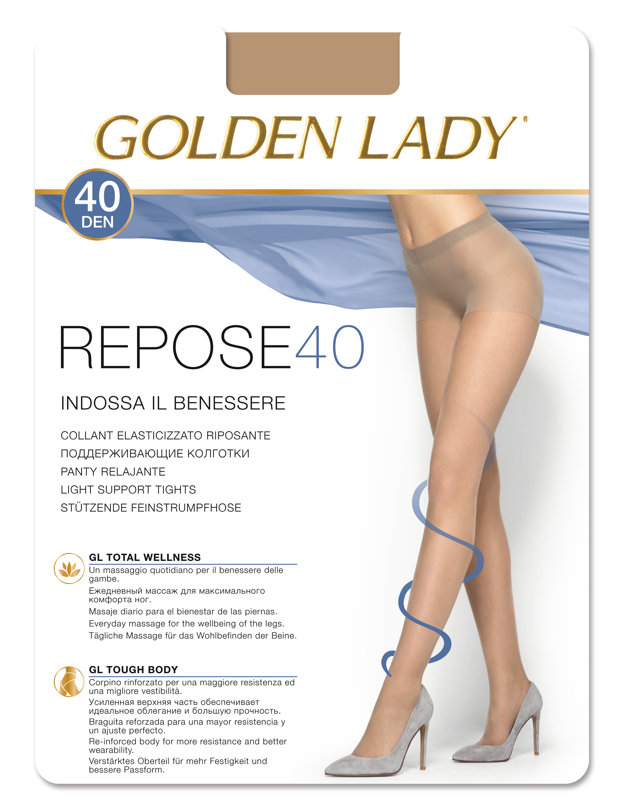 Golden Lady Collant elasticizzato riposante 40 Den daino XL