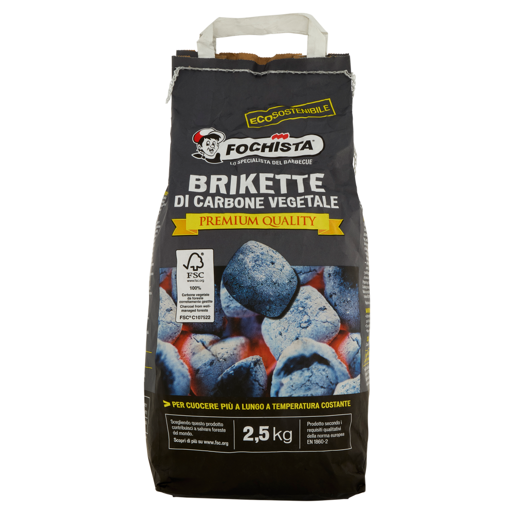 Fochista Brikette di Carbone Vegetale Premium Quality 2,5 kg