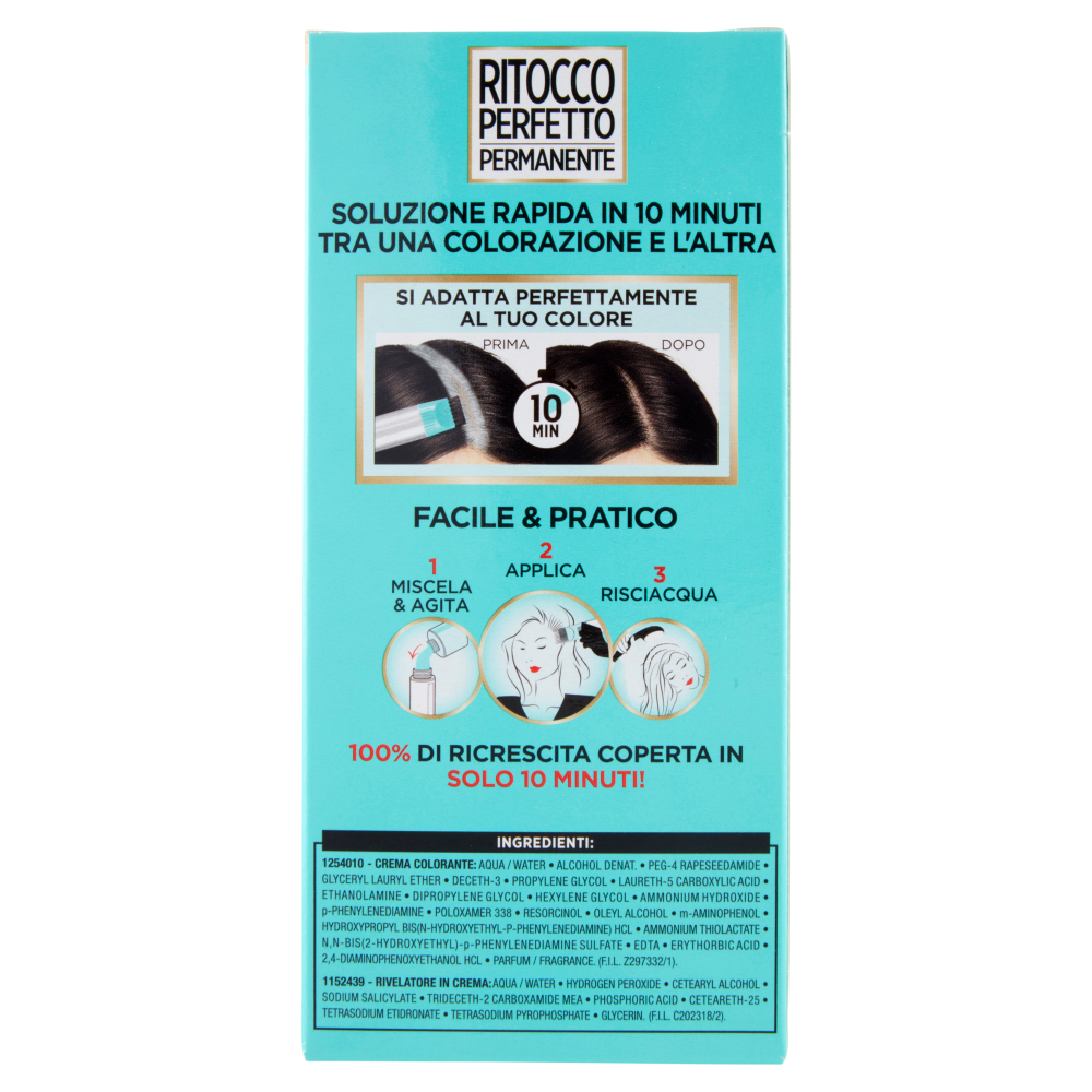 L'Oréal Paris Colorazione Ritocco Perfetto Permanente, 100% Copertura Ricrescita Nero