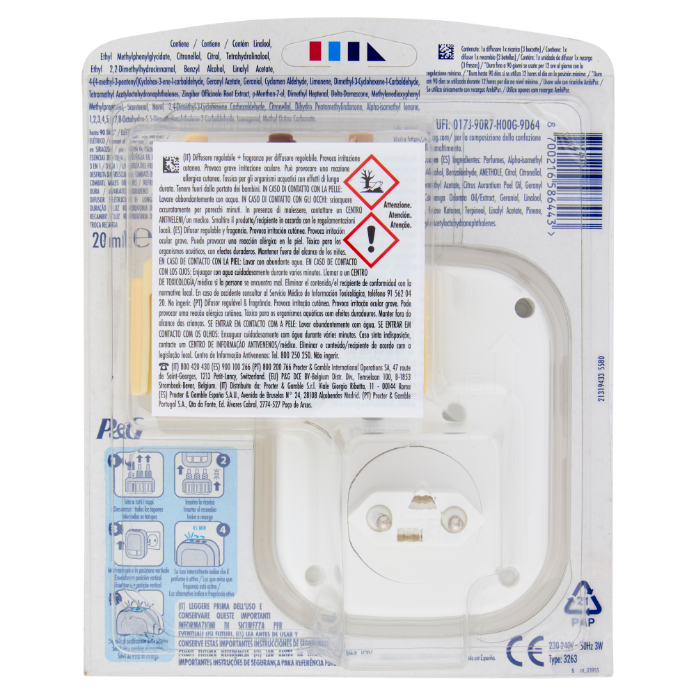 Ambi Pur Profumatore Ambienti Diffusore Elettrico+Ricarica 3Volution, Tramonto di Siracusa 20 ml