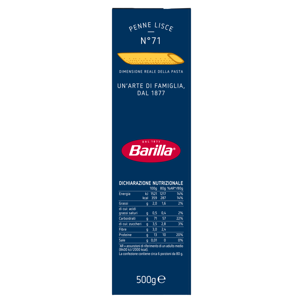 Barilla Pasta Penne Lisce n.71 500g