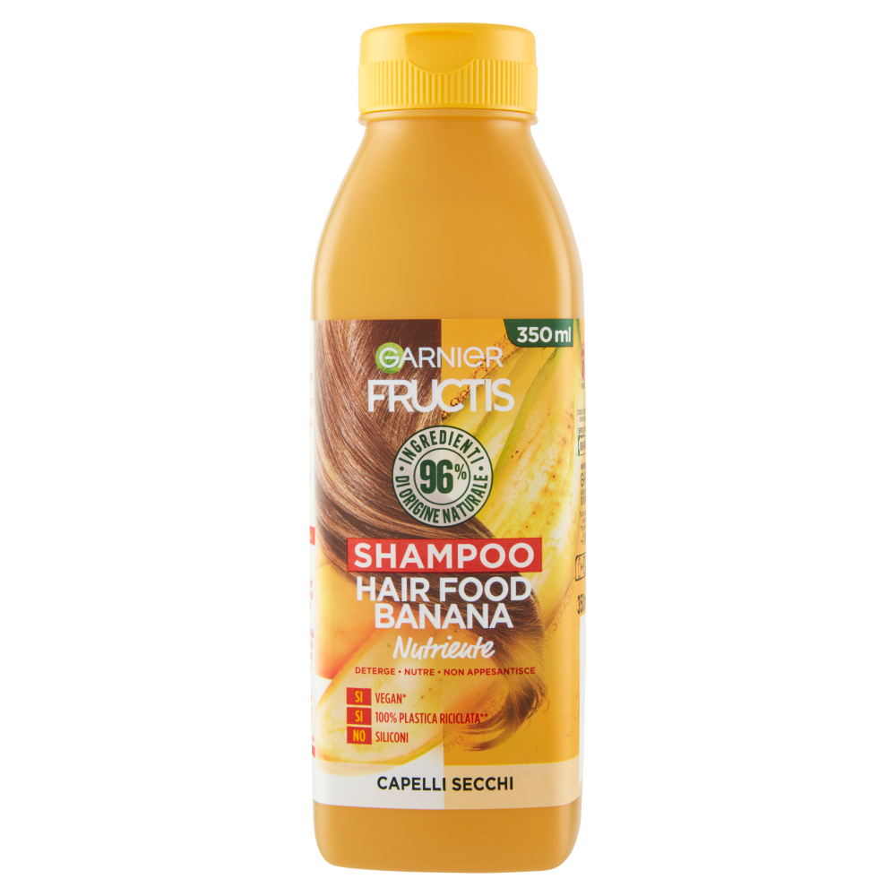 Garnier Fructis Hair Food, Shampoo nutriente alla banana per capelli secchi, 350 ml