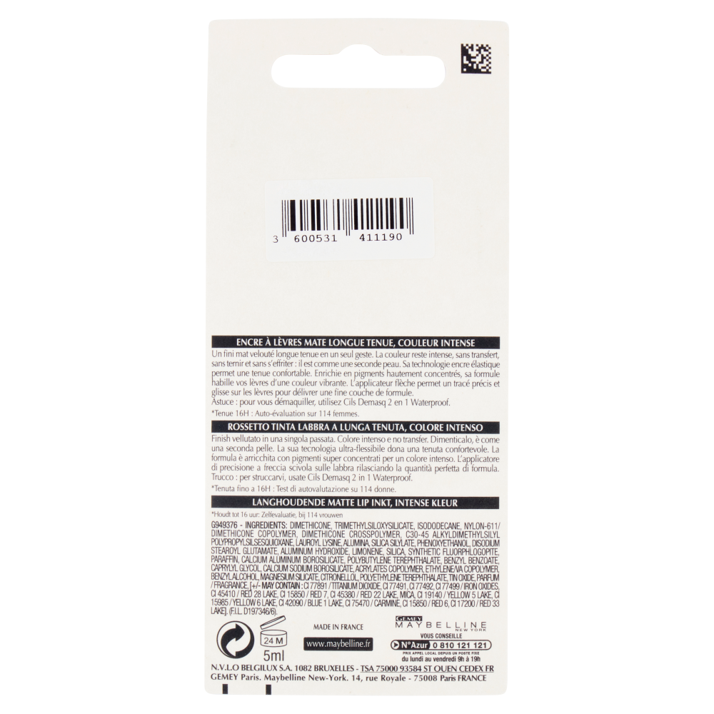 Maybelline New York Tinta Labbra SuperStay Matte Ink, Rossetto Matte a Lunga Tenuta, 20 Pioneer