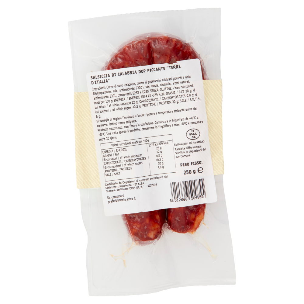 Terre d'Italia Salsiccia di Calabria DOP 250 g