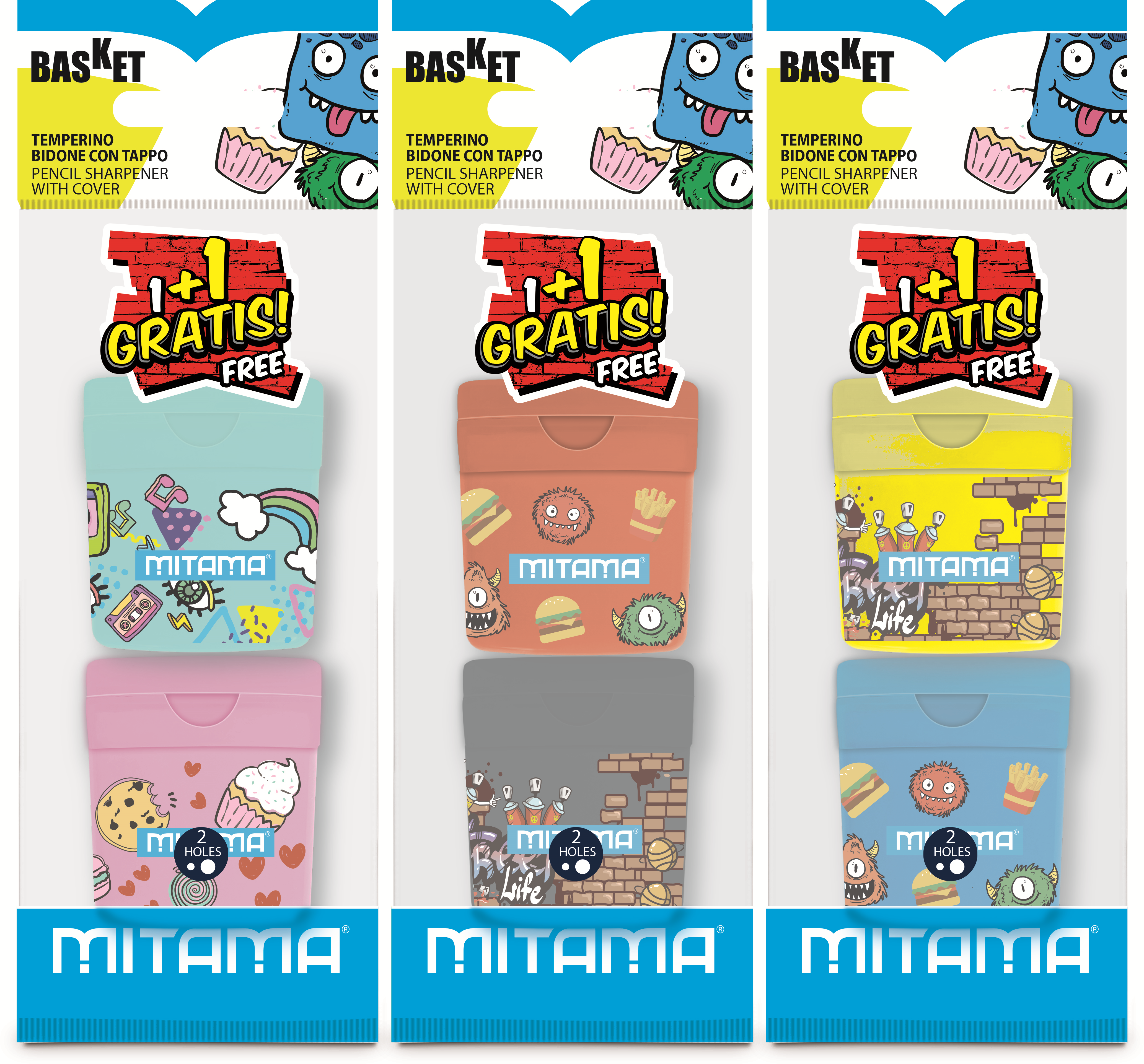 Mitama Temperino Bidone Plastica Colorata Temperamatite manuale Multicolore