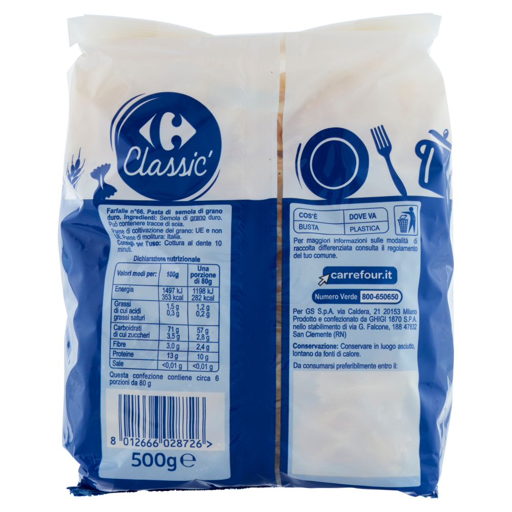 Carrefour Classic Farfalle N.66 500 g