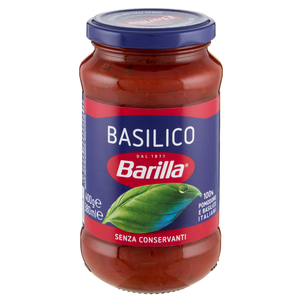 Barilla Sugo Basilico 100% Pomodoro e Basilico Italiani Condimento per Pasta 400g