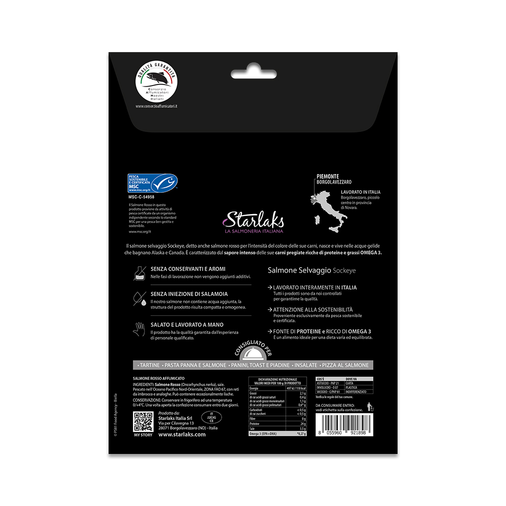 Salmone selvaggio Sockeye affumicato 70 g