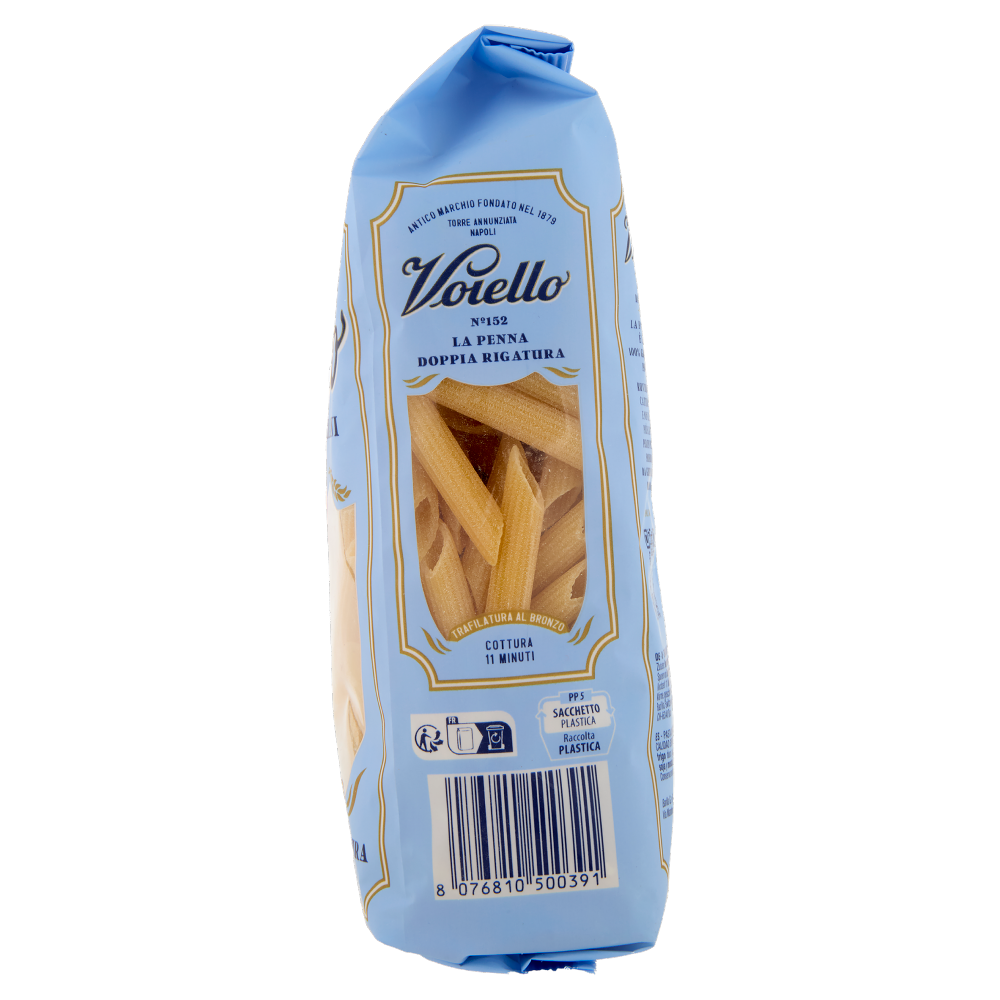 Voiello Pasta La Penna Doppia Rigatura N°152 grani 100% italiani Trafilata bronzo 500g