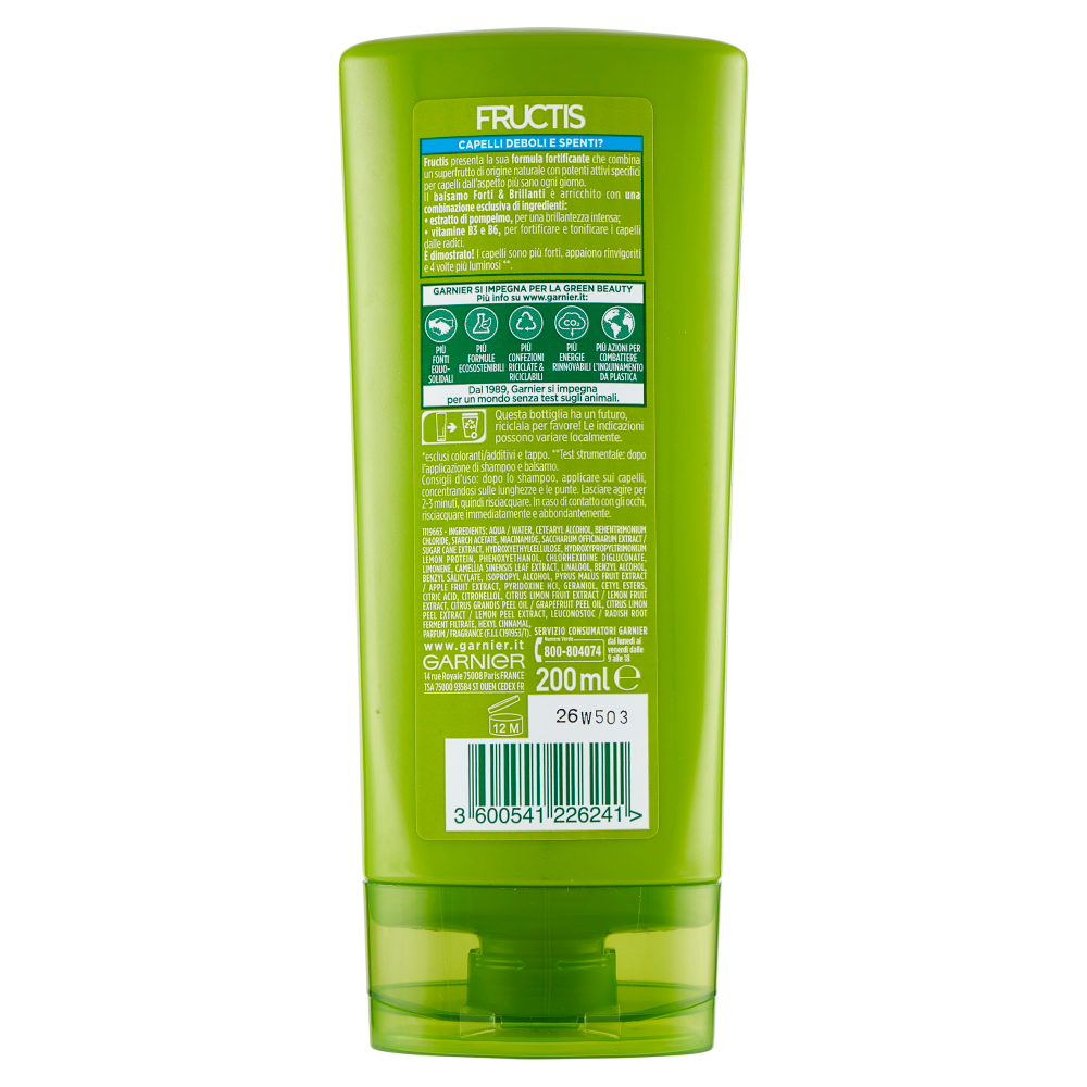 Garnier Balsamo Fructis Capelli Normali, Capelli Forti e Brillanti, 200 ml