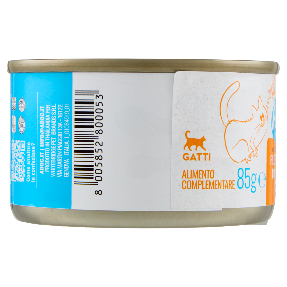 ADoC For Cats Naturally Premium Filetti di Tonnetto con Prosciutto in Gelatina 85 g