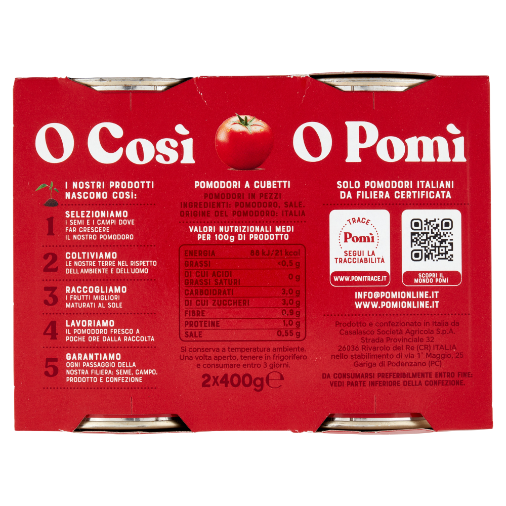 Pomì Pomodori a Cubetti 2 x 400 g
