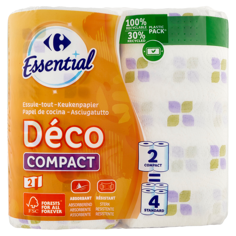 Carrefour Essential Asciugatutto Déco Compact 2 Veli 2 pz