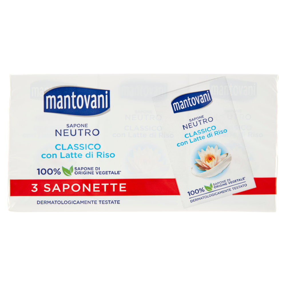 mantovani Sapone Neutro Classico con Latte di Riso 3 x 90 g