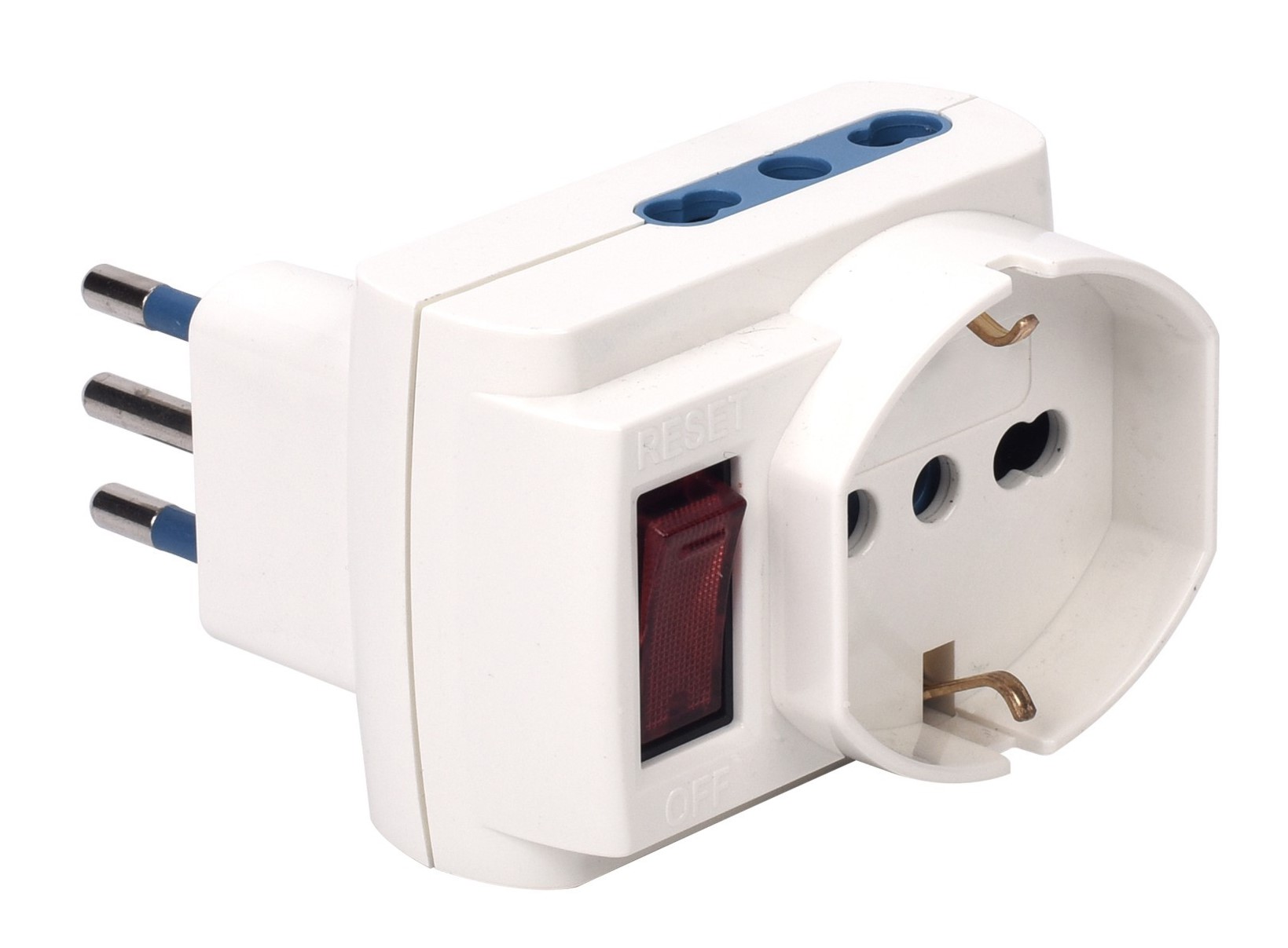 Poly Pool Adattatore Multisize con Spina 10A prese Pluristandart Bianco