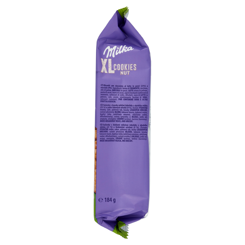 Milka XL Cookies Nut, maxi cookie con cioccolato al latte Milka e nocciole - 184g
