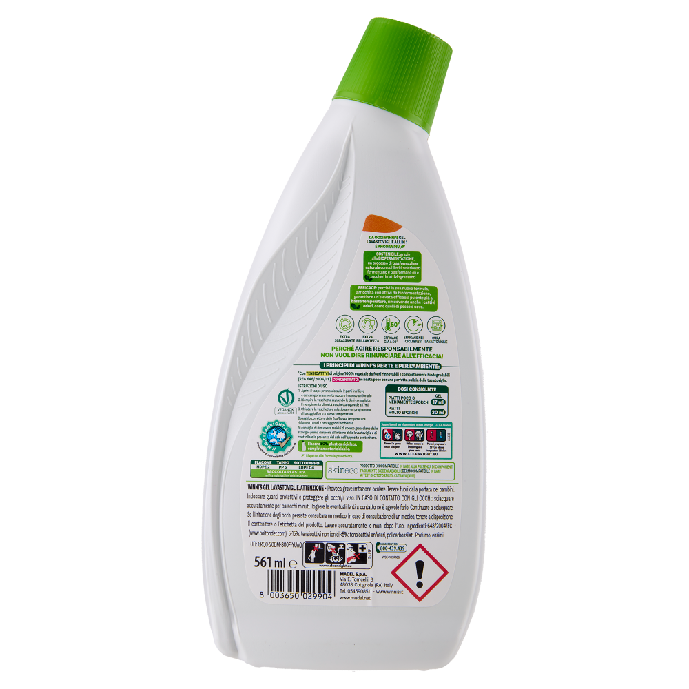 Winni's Gel Lavastoviglie All in 1 Antiodore 33 Lavaggi 561 ml
