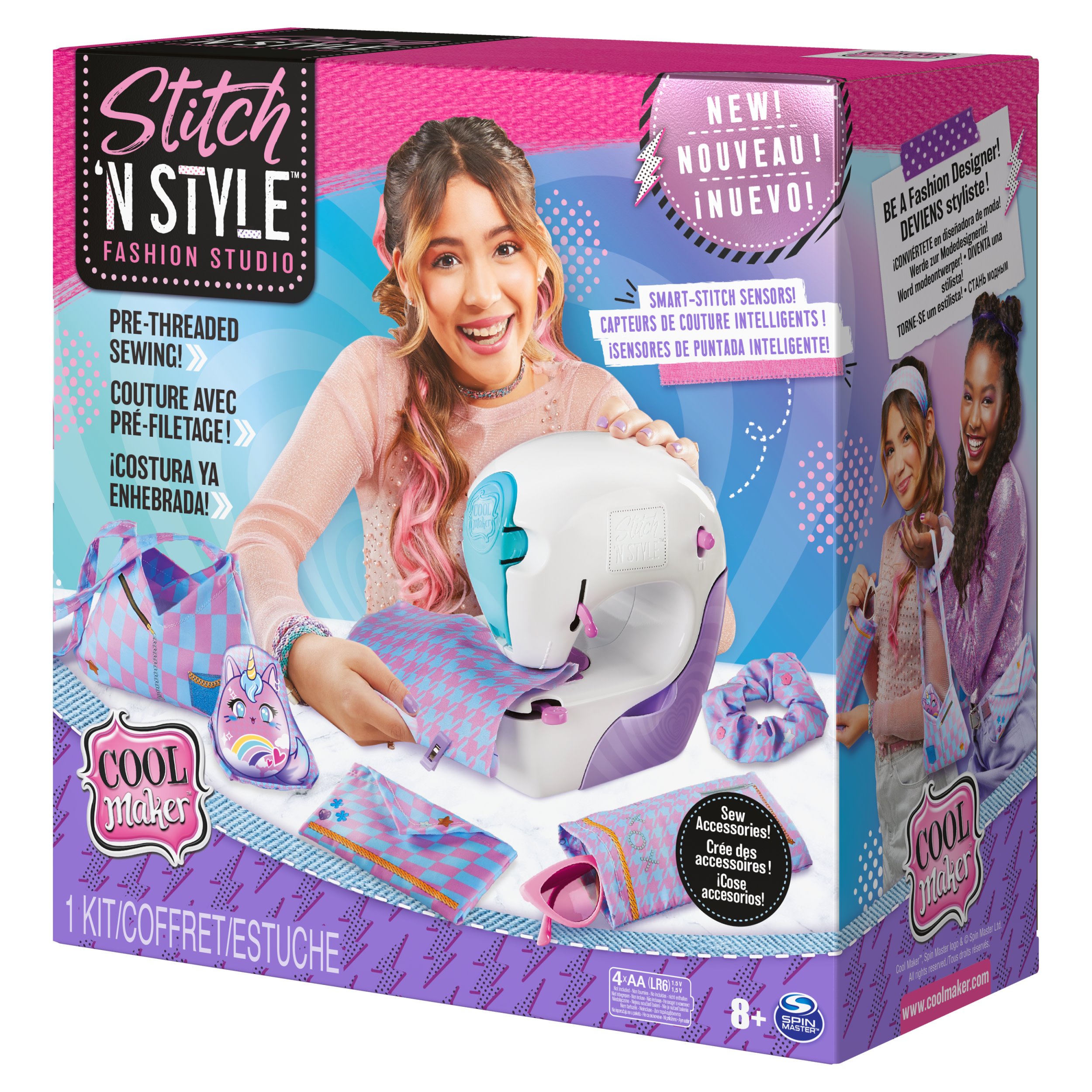 Cool Maker Stitch 'N Style Fashion Studio , Macchina da Cucire per bambini e bambine , Filo da cucire pre-inserito, tessuto e stampe ad acqua , Giochi creativi per bambini e bambine dagli 8 anni