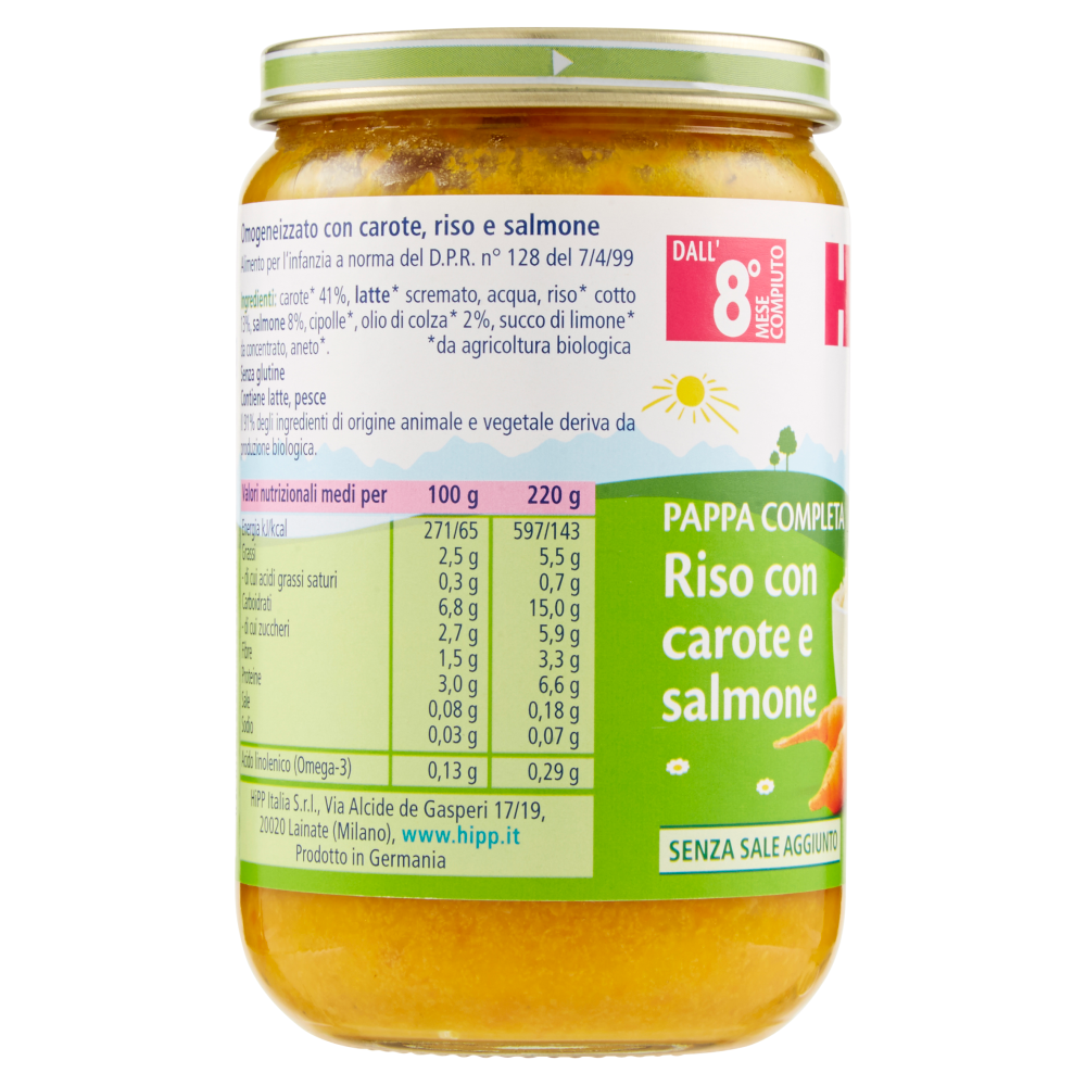 HiPP Pappa Completa Riso con carote e salmone 220 g