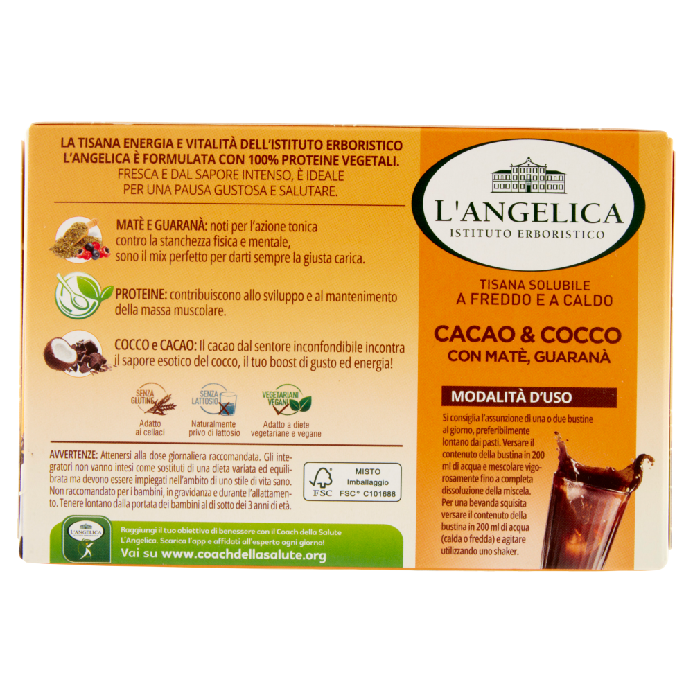 L'Angelica Protein Natur Power Tisana Solubile a Freddo e a Caldo Cacao