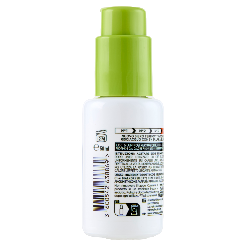 Garnier Fructis Lisci Impeccabili Siero Termoattivato, per Capelli Crespi, Secchi e Spenti, 50 ml