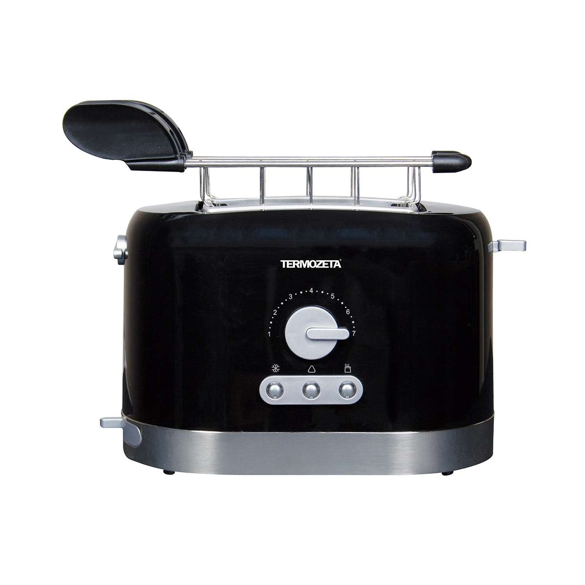 Termozeta 76034 7 2 fetta/e 870 W Nero, Acciaio inox