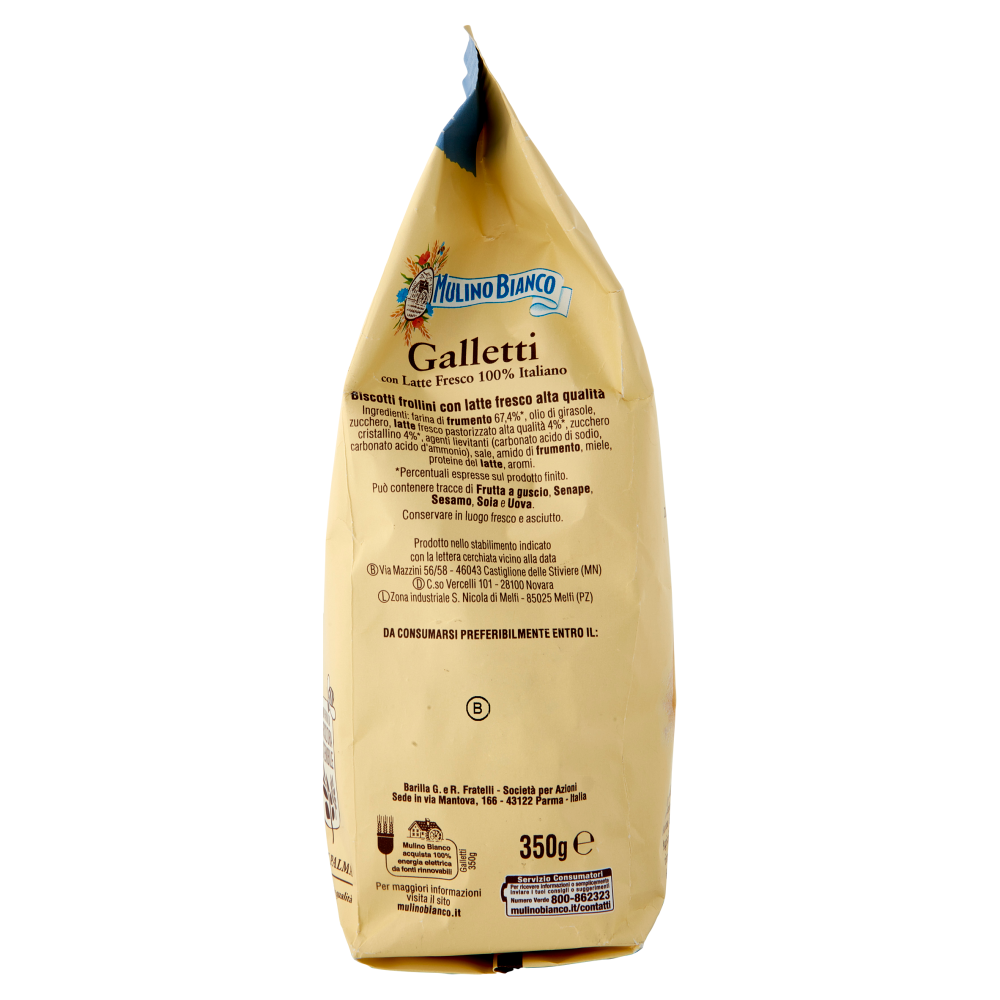 Mulino Bianco Galletti Biscotti con Latte Fresco 100% Italiano 350g