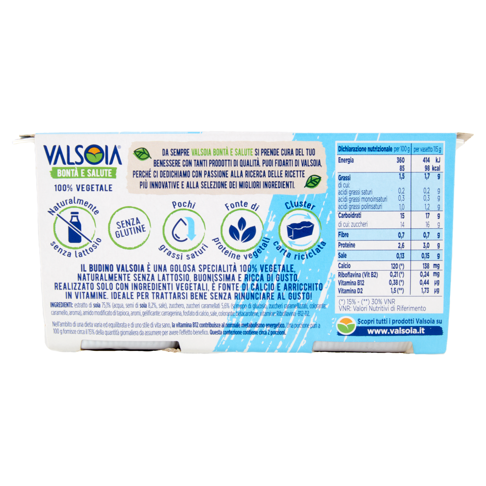 Valsoia Bontà e Salute il Budino Caramello 2 x 115 g