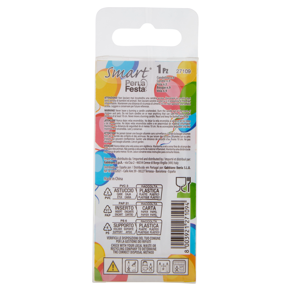 Smart PerLa Festa Candelina Numerale 9 1 pz